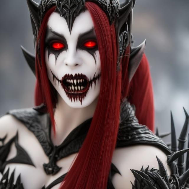 Sinister Vampire Queen with Bat Wings, Art Nouveau