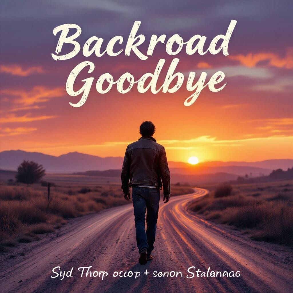 Winding Backroad at Sunset in Retro Sci-Fi Style