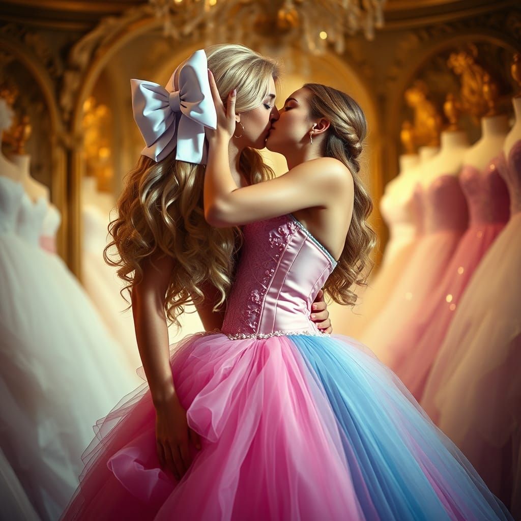 Dramatic Crossdressing Portrait in Pink and Blue Quinceanera...