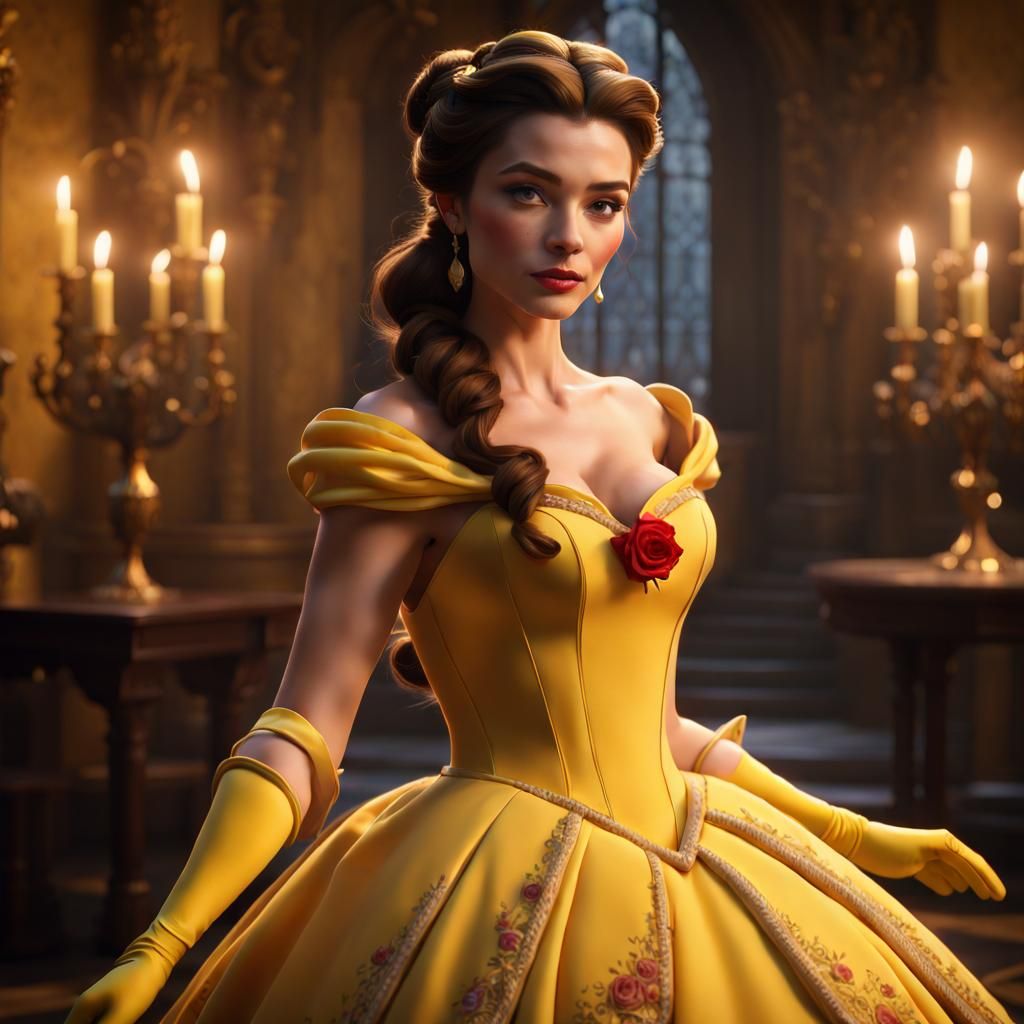 Disney Belle in Yellow Ballgown: Matte Painting