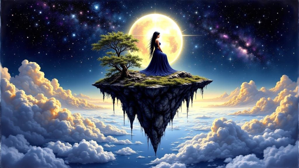 Ancient Goddess as Living Island in Cosmic Sky