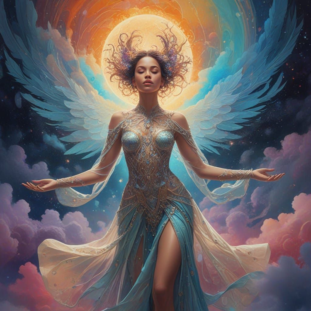 Androgynous Cosmic Being Radiates Peaceful Connection