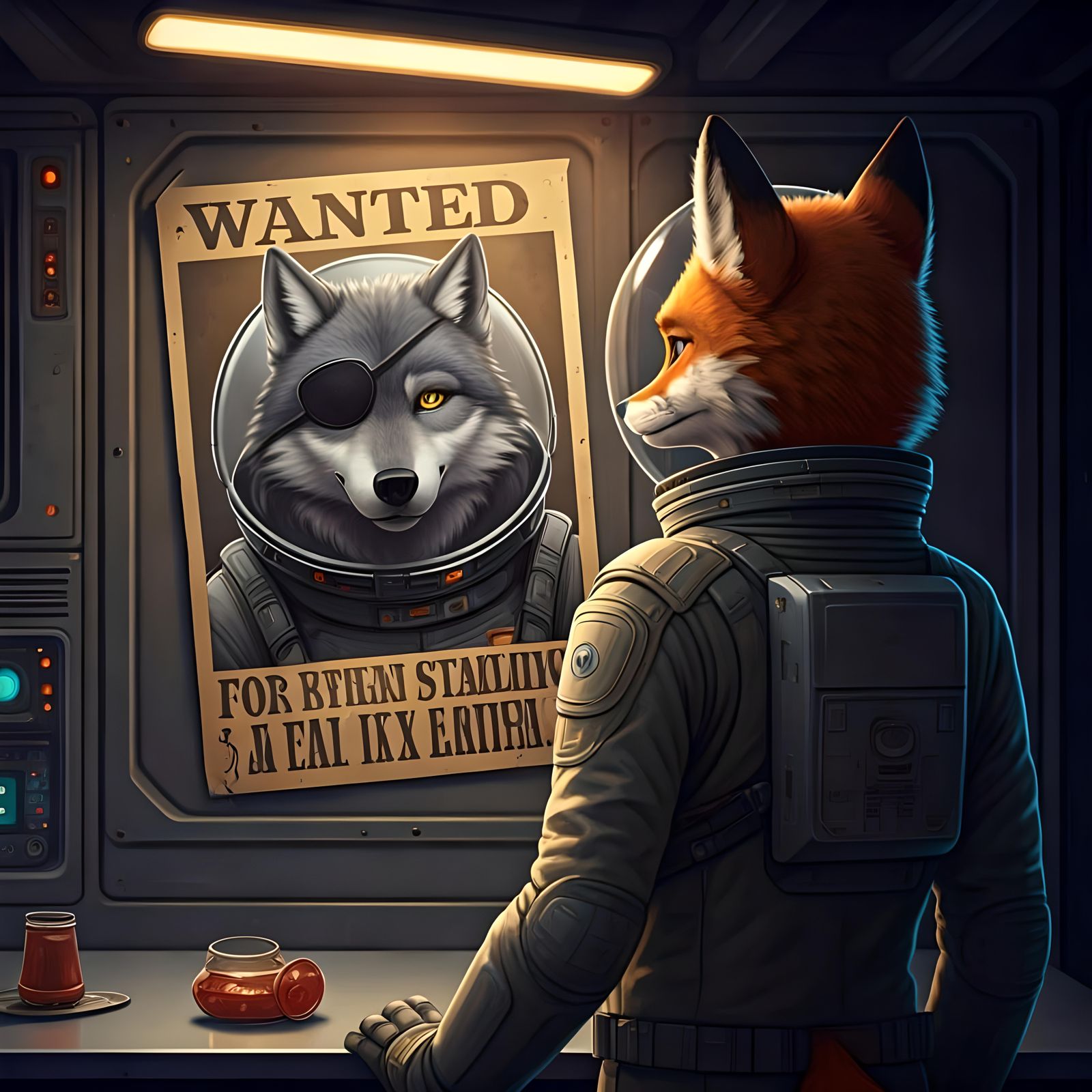 Wanted Poster: Wolf in Spacesuit, Typographic Art