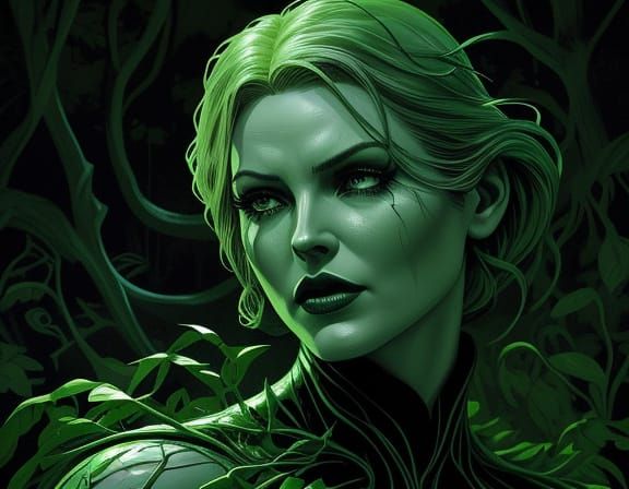 Emma Frost Battles Living Vines in Retro Pulp Art