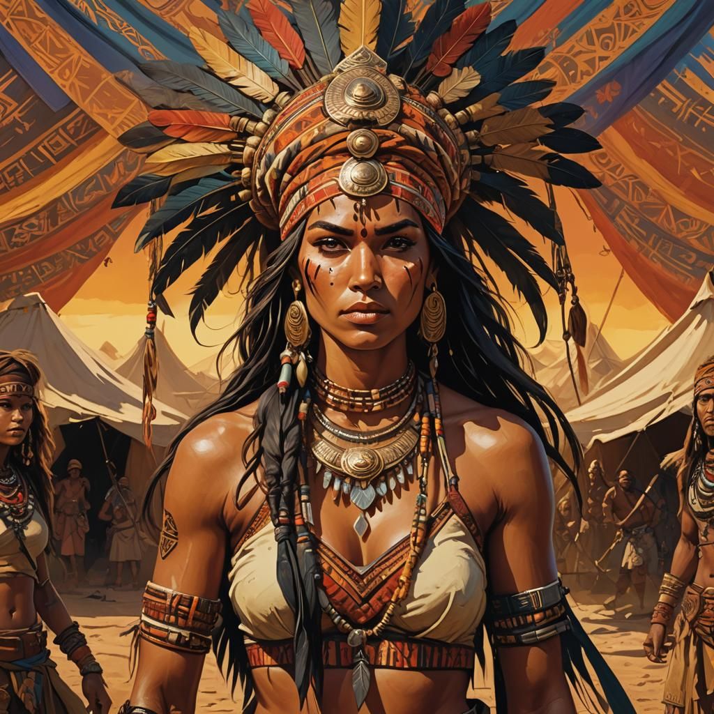 Tribal Warrior Woman Portrait Inspired by Fantasy Art