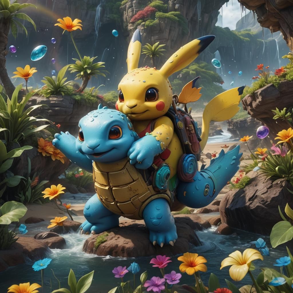 Rainbow Beach Run: Detailed Fantasy Concept Art