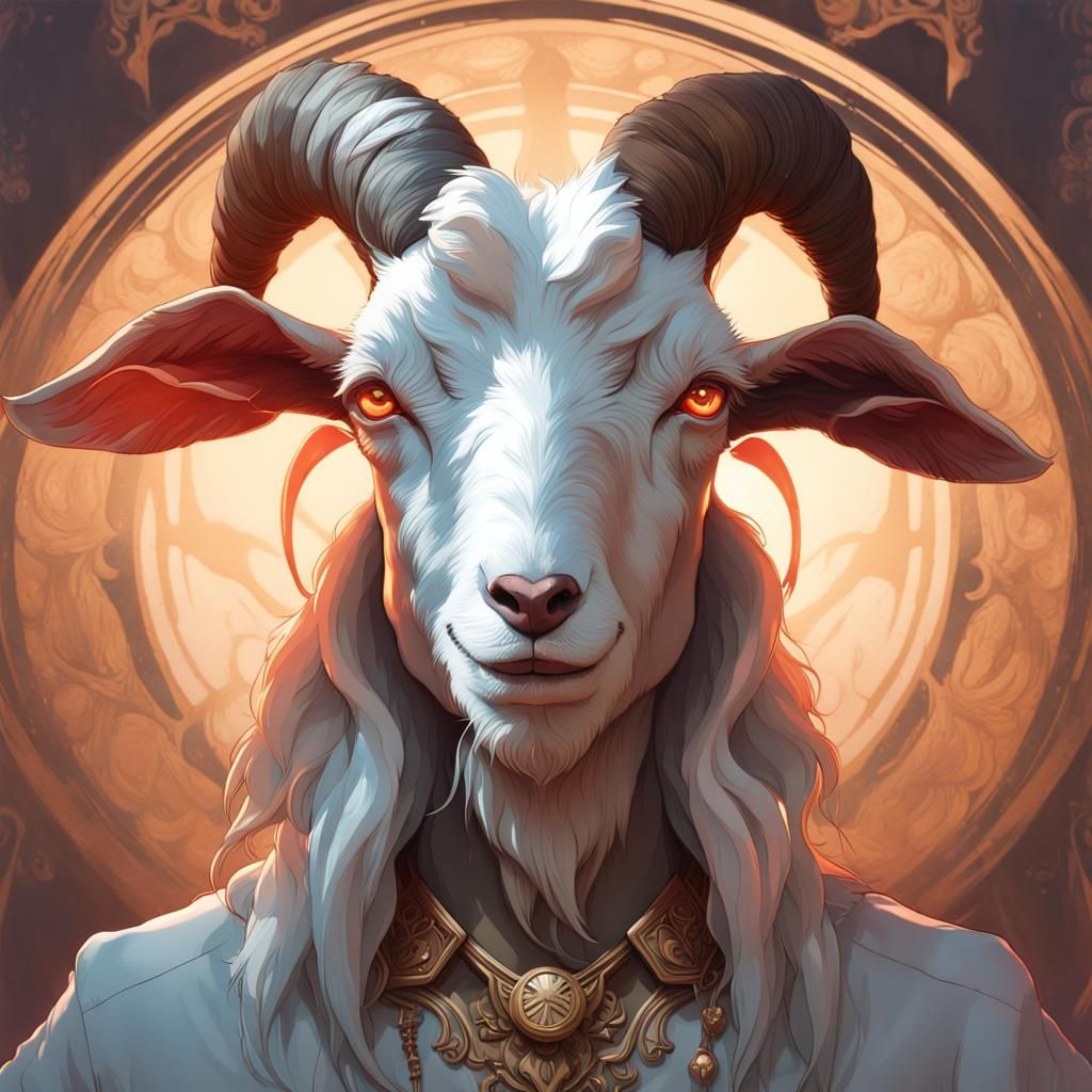 Detailed Goat Portrait in Digital Art Style