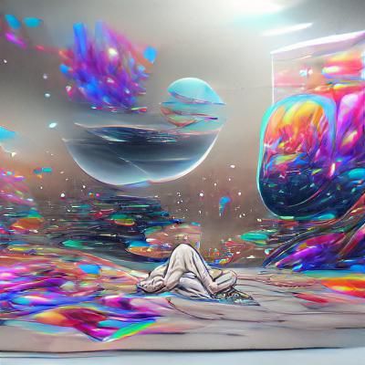 Holographic Cosmic Astral Illustration in Mixed Media