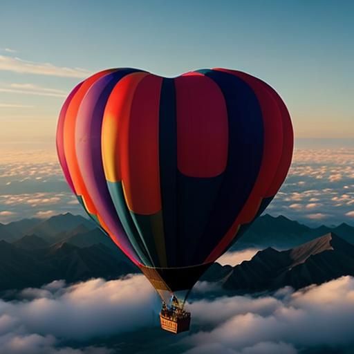 Heart-Shaped Balloon over Fantasy Landscape