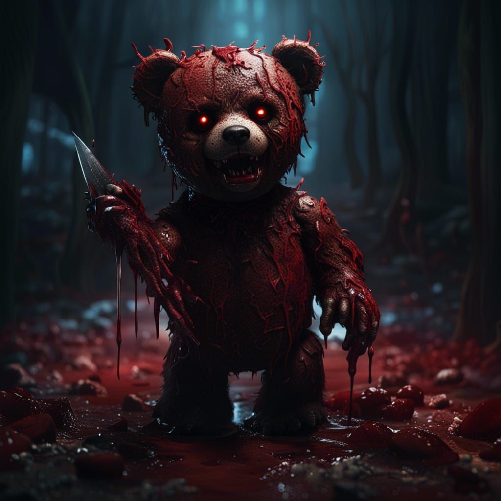 Scary Bloody Horror Teddy Bear: Digital Art