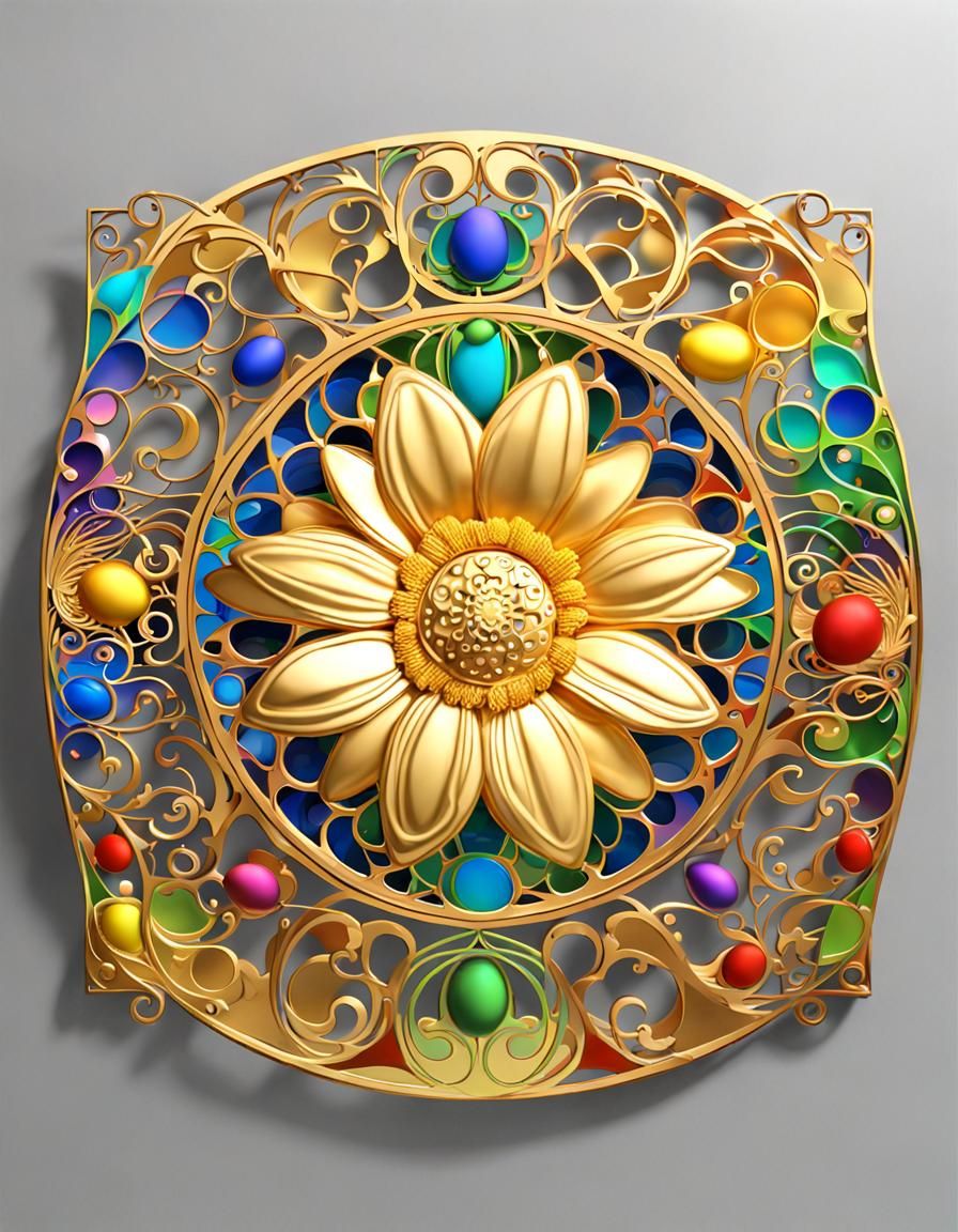 Luxurious Gold Art Nouveau Scene with Star Wars Easter Daisy