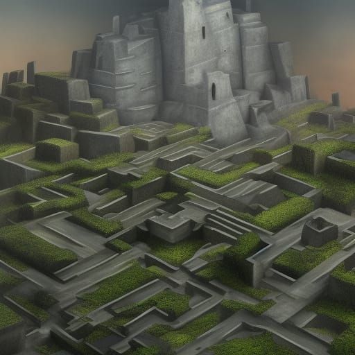 Detailed Matte Painting of an Intricate Maze