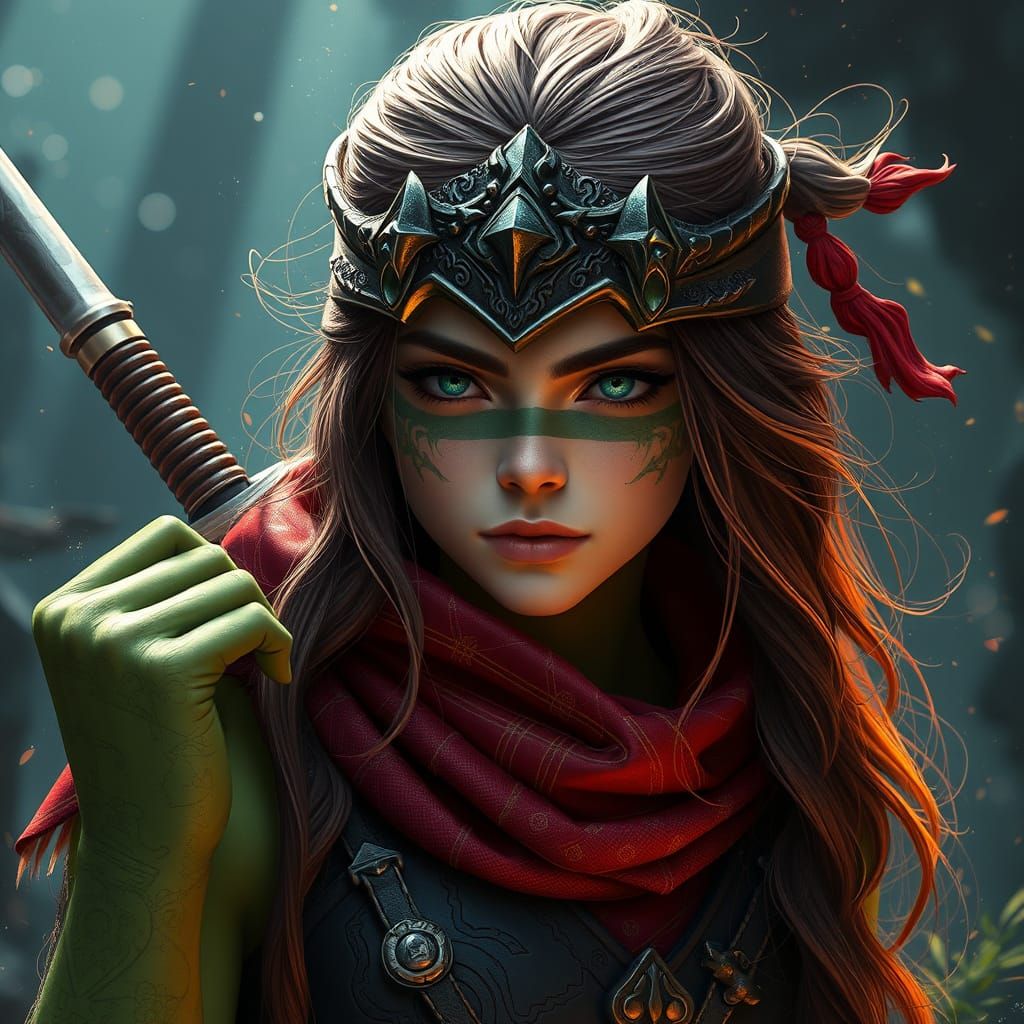 Ethereal Ninja Goddess in Fantastical Realm