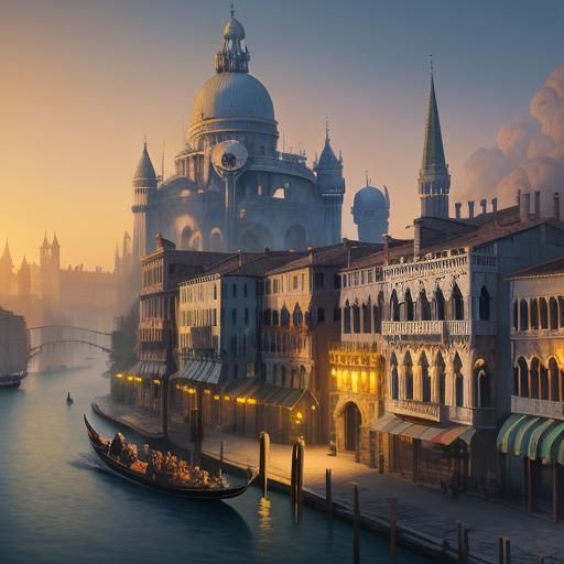 Ghibli-Inspired Venice Cityscape in Fantasy Concept Art