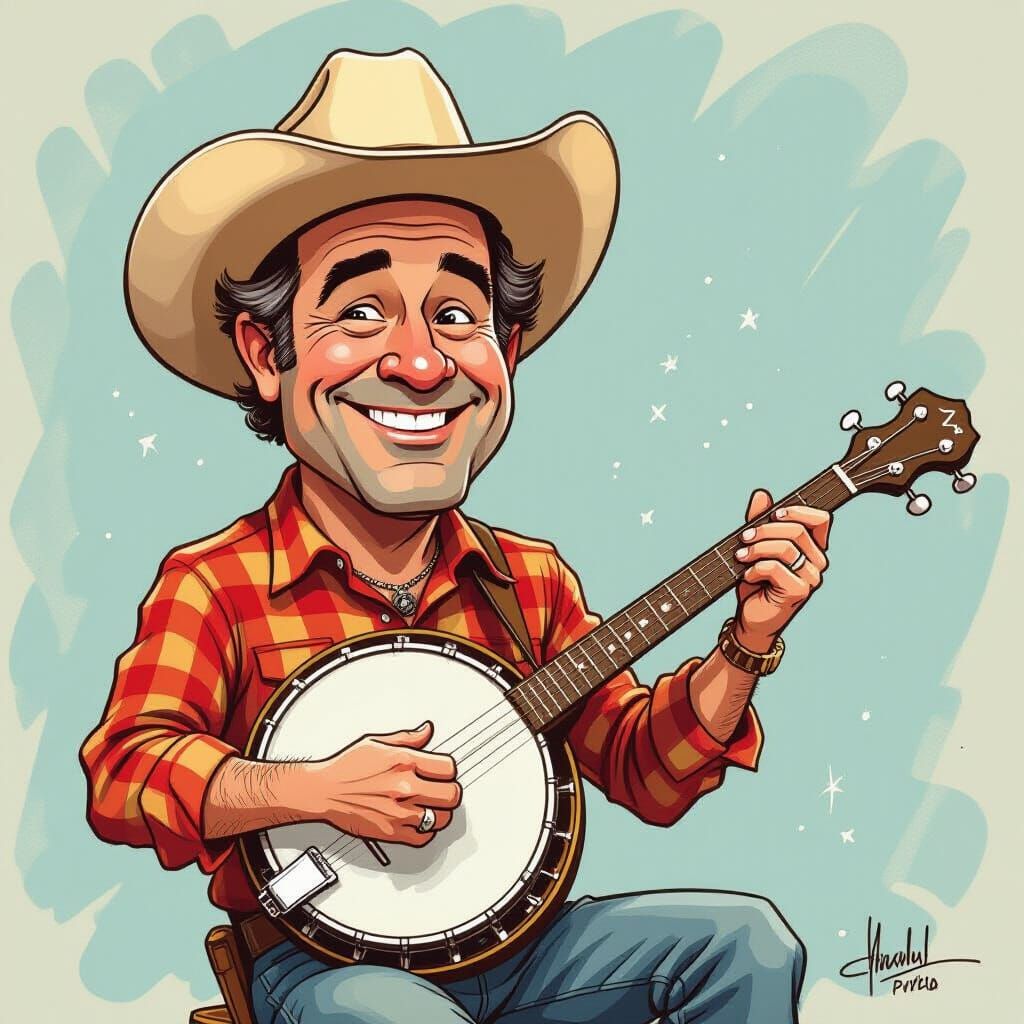 Banjo Playing Chuck Connors Caricature