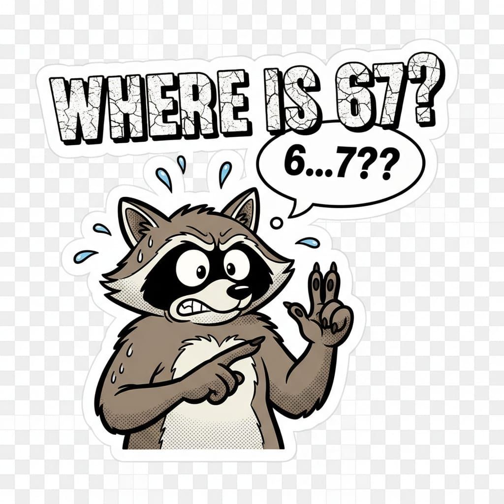 Confused Raccoon Counts Fingers, Sticker Design