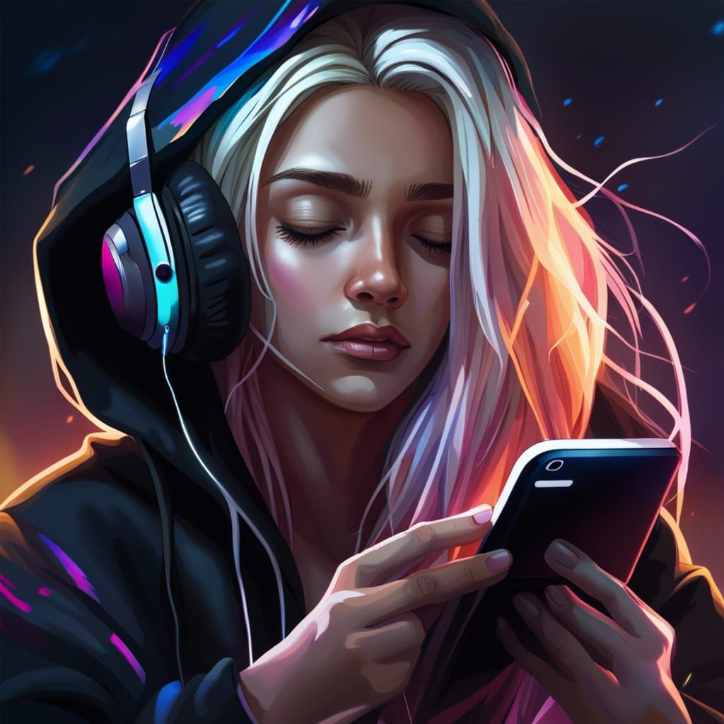 Girl in Hoodie: Hyperrealistic Digital Splash Art