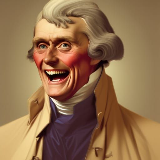 Thomas Jefferson Laughing Portrait in Hyperdetailed Style