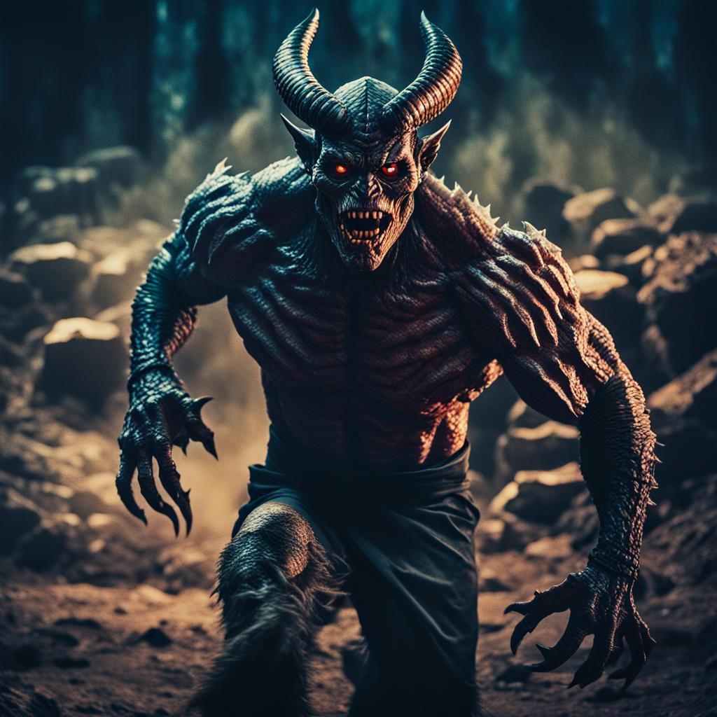 Cinematic Demon in Dramatic Lighting