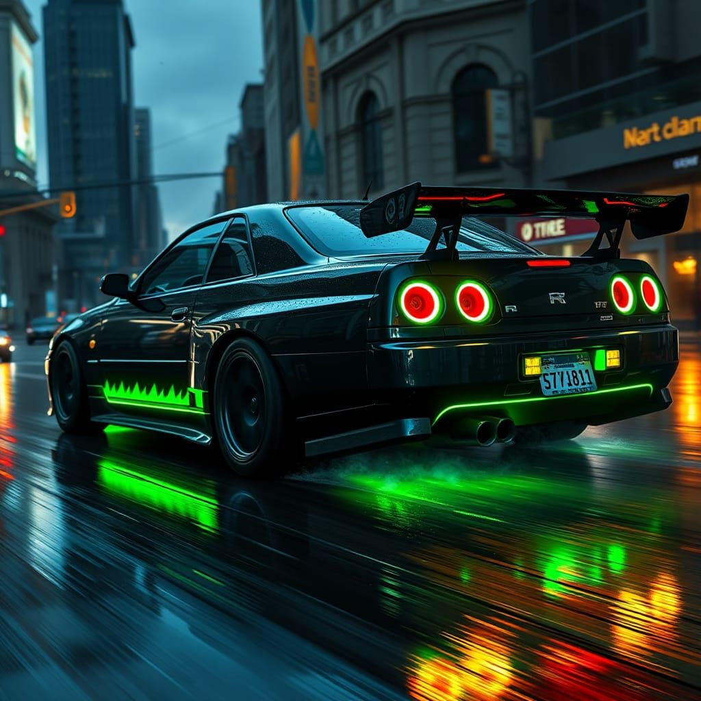 1997 Nissan Skyline GT-R with Neon Lights