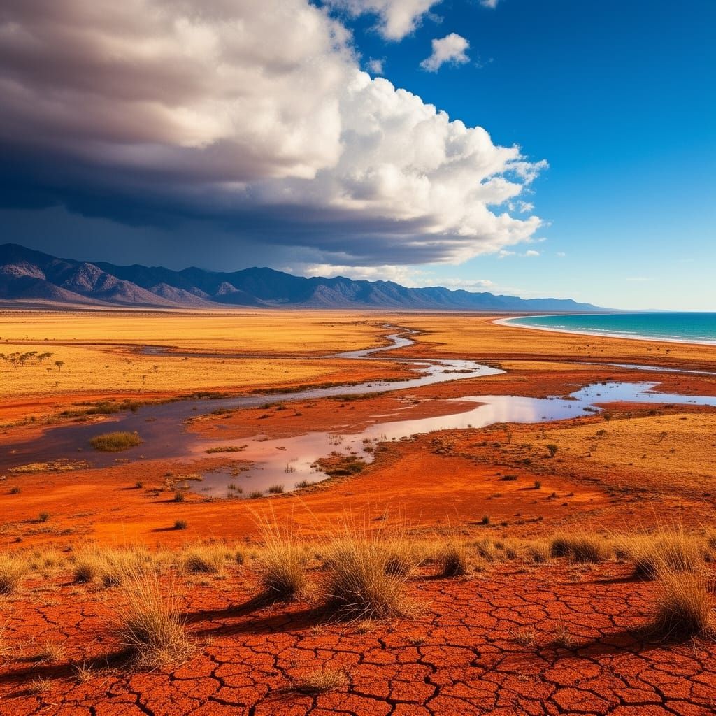 Vast Australian Landscape: Plains, Mountains, and Coast