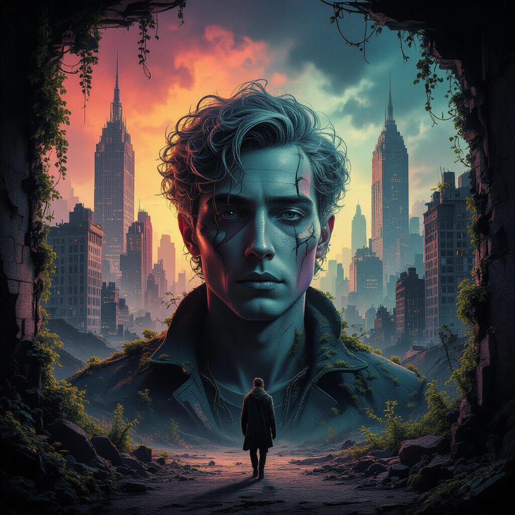 Airbrushed Mural of Post-Apocalyptic Wanderer