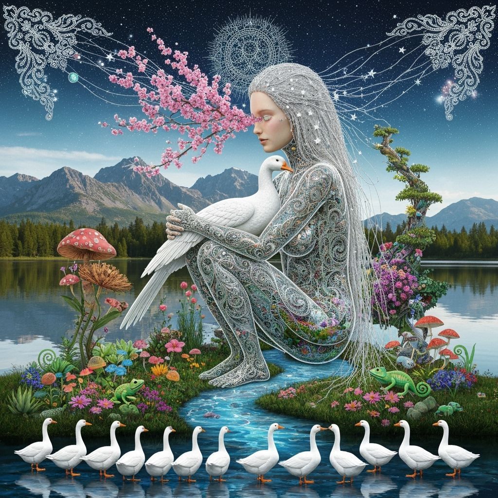 Surreal Fragmented Sculpture with Cosmic Garden and Biolumin...