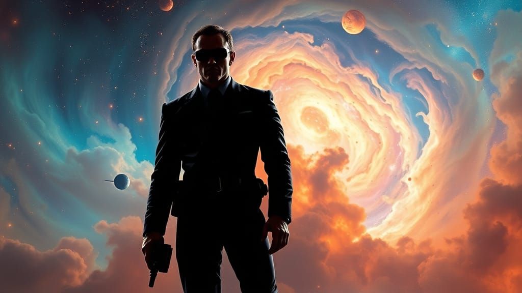 Men in Black Agent in Cosmic Nebula