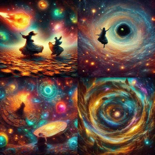 Cosmic Library of '6-7' in Surreal Cyberpunk Style