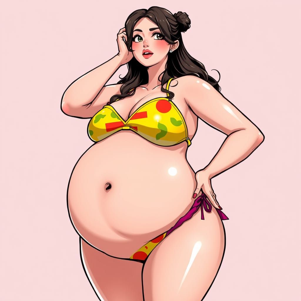 Anime Goddess Showcases Curvy Figure in Vibrant Bikini