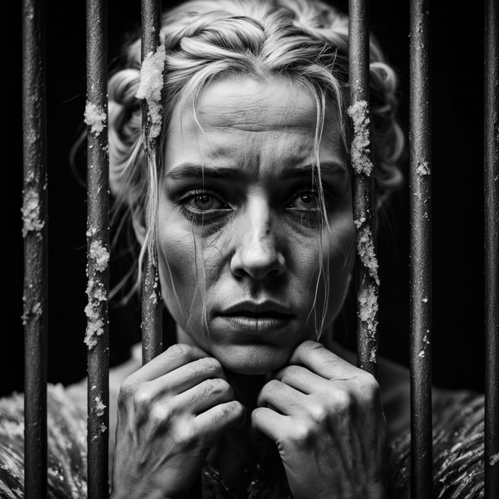 Rebellious Ice Queen Behind Frosty Prison Bars