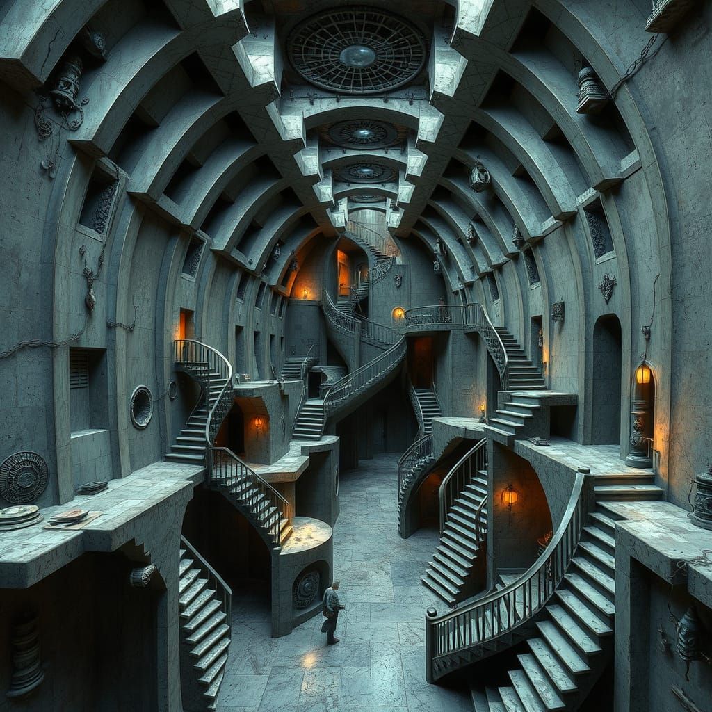 Mystical Mind Maze with Escher-like Staircases