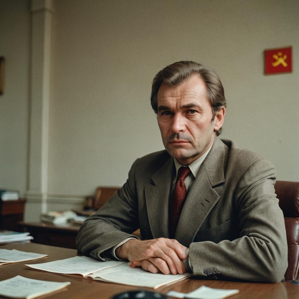 Mikhail Vasilenko Portrait in Communist Office, 1984