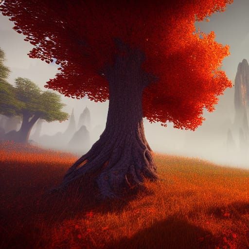 Autumn Tree: Detailed Matte Painting