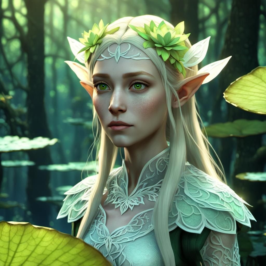 Elven Woman in Forest: 3D Anime Art