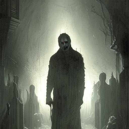 Demonic Eldritch Horror: Michael Myers in Dark Fantasy Style
