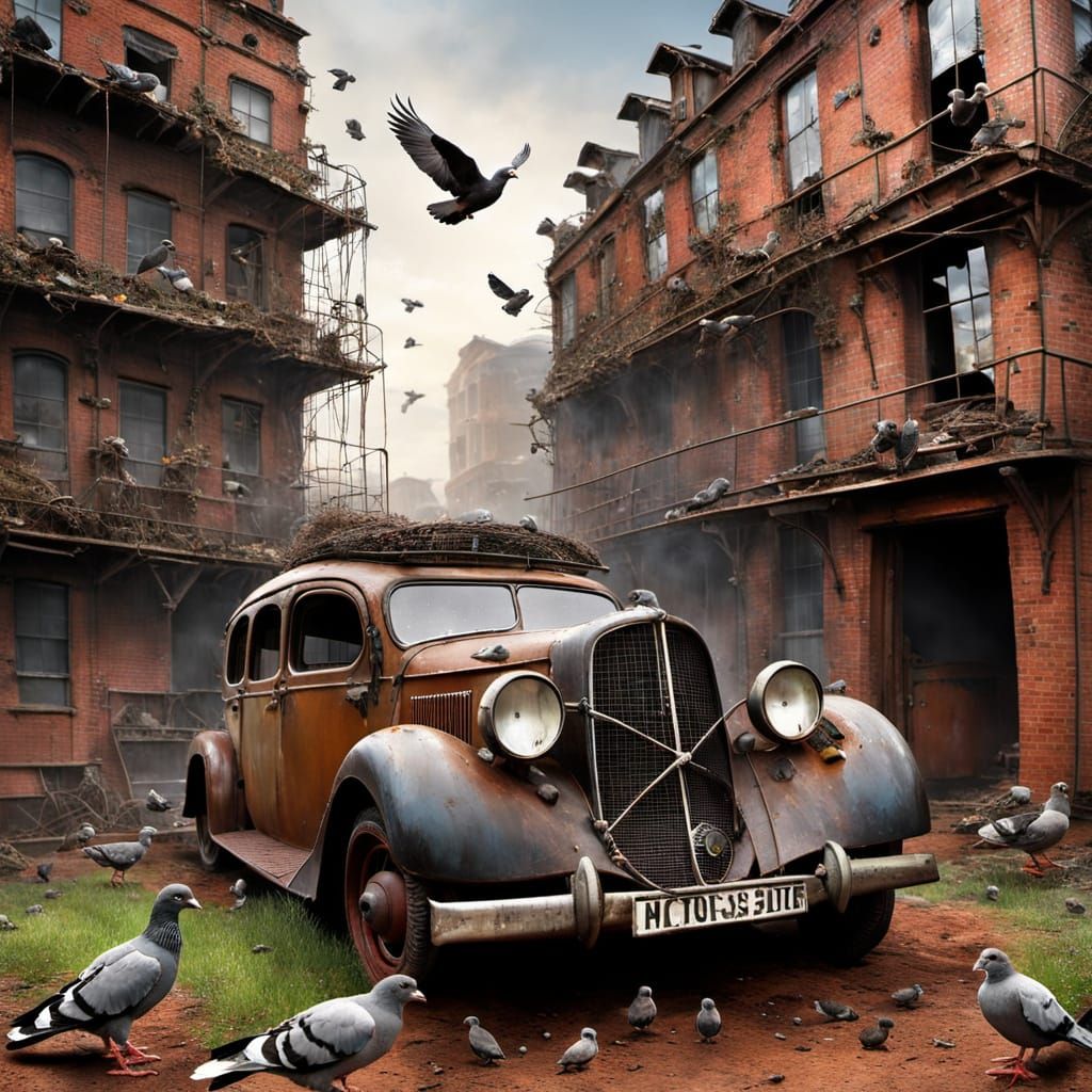 Dystopian Ford Pigeon Nest: Post-Apocalyptic Fantasy