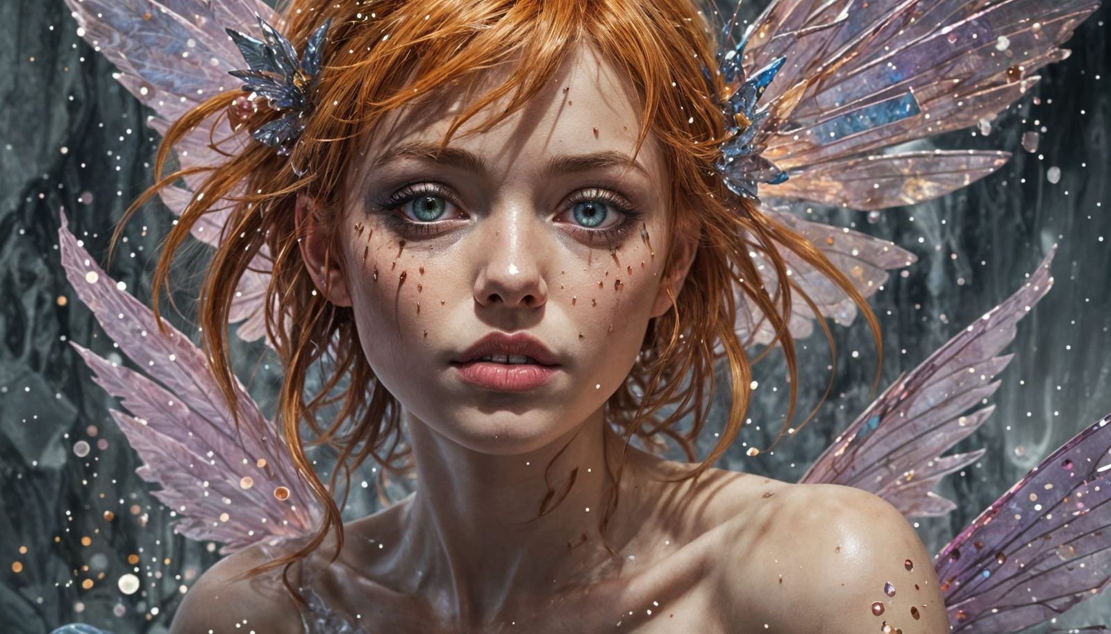 Fairy Girl in Crystal World: Ink Dripping Horror