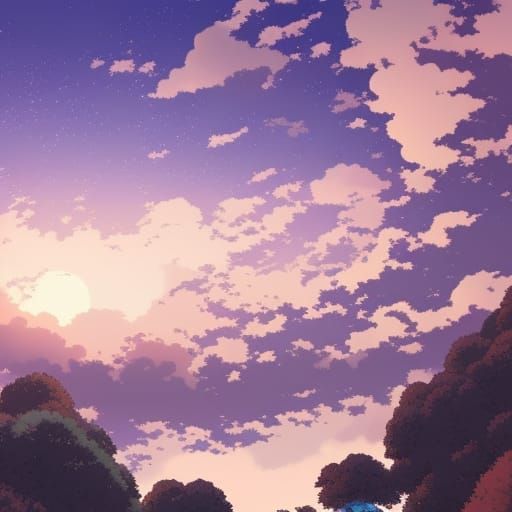 looking up at the clouds on a peaceful twilight evening