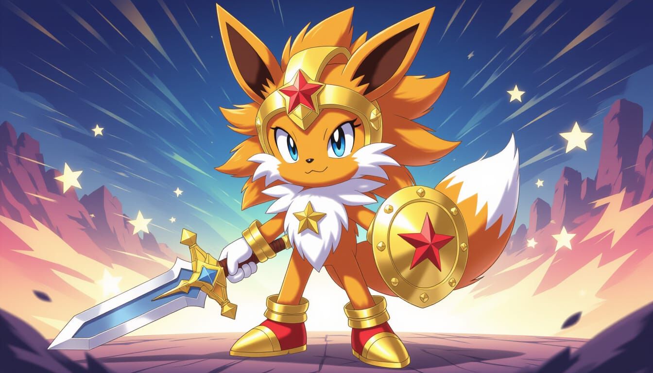 Eevee Sonic Fusion with Star Quills and Excalibur