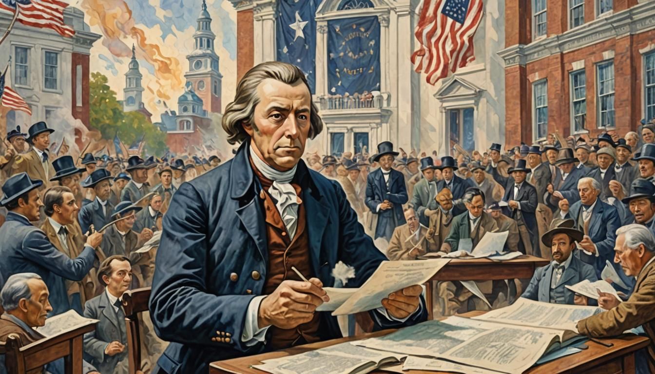 Declaration of Independence in Pointillist Splash Art