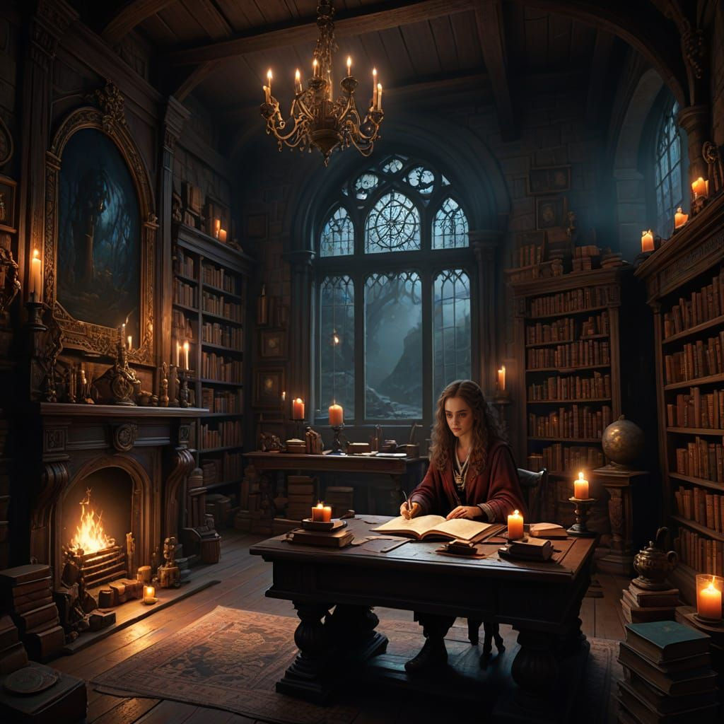 Whimsical Study of a Magical Scholar