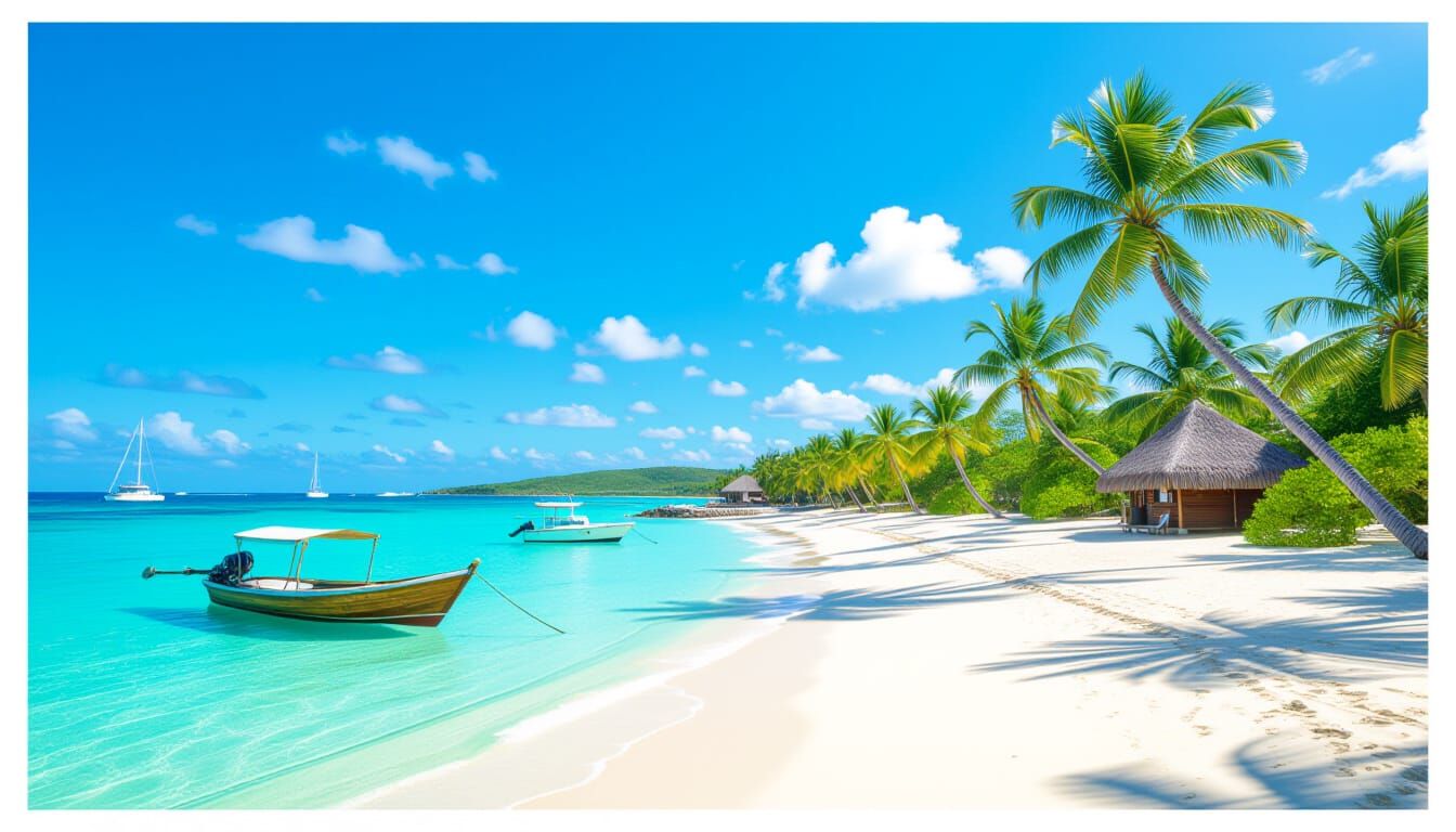 Caribbean Beach Postcard Scene