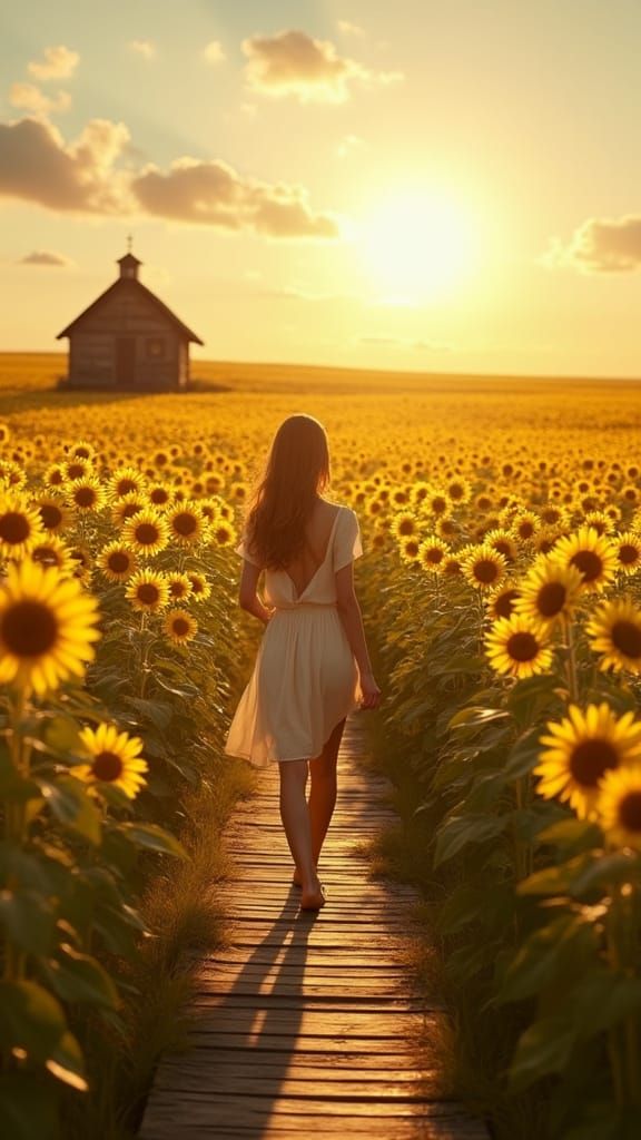 Golden Sunflower Dreamscape: Surreal 8K Ultra-Realistic Scen...