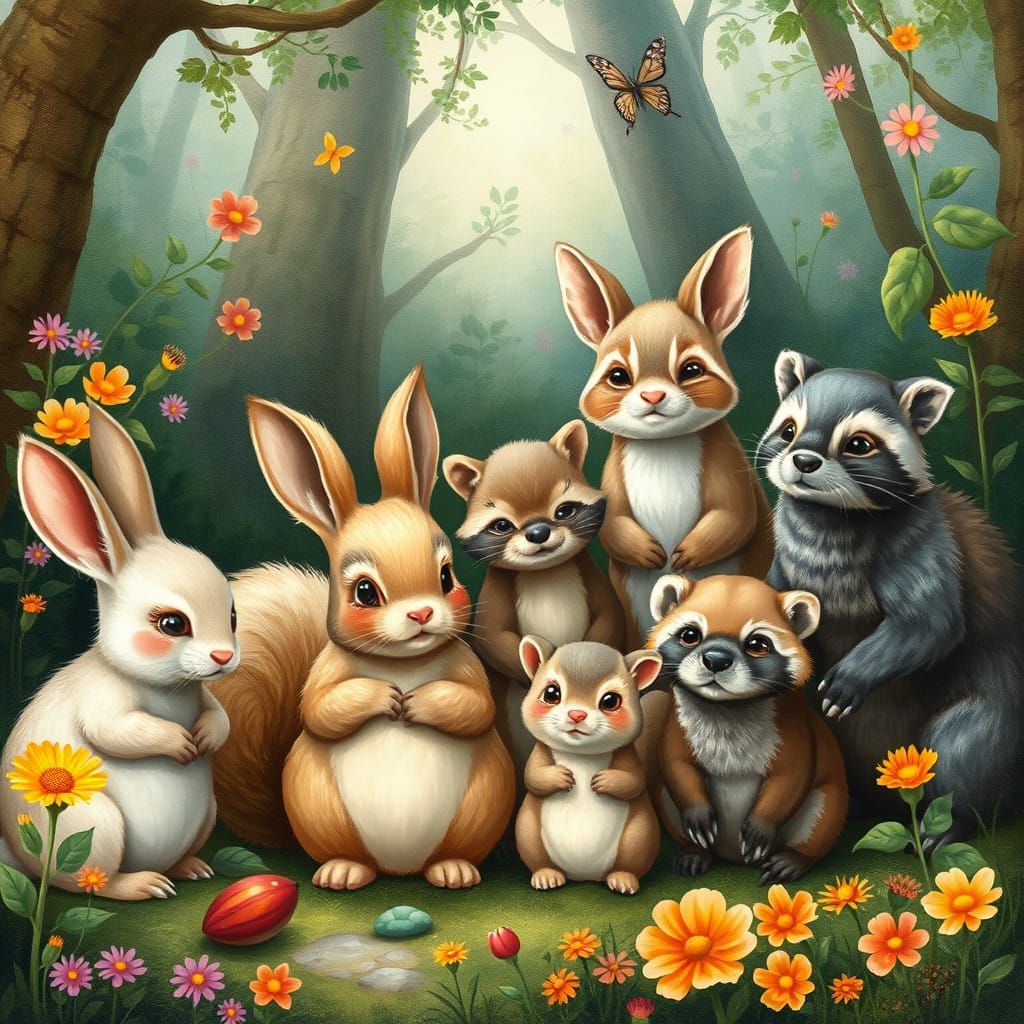 Furry Forest Gathering in Whimsical Wonder