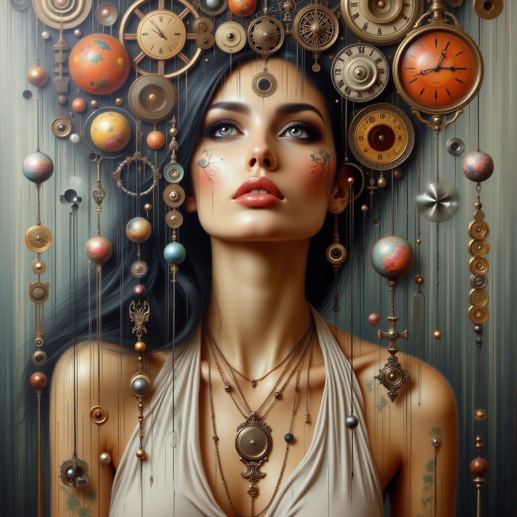 Surreal Woman in Dreamscape, as Dali Painting