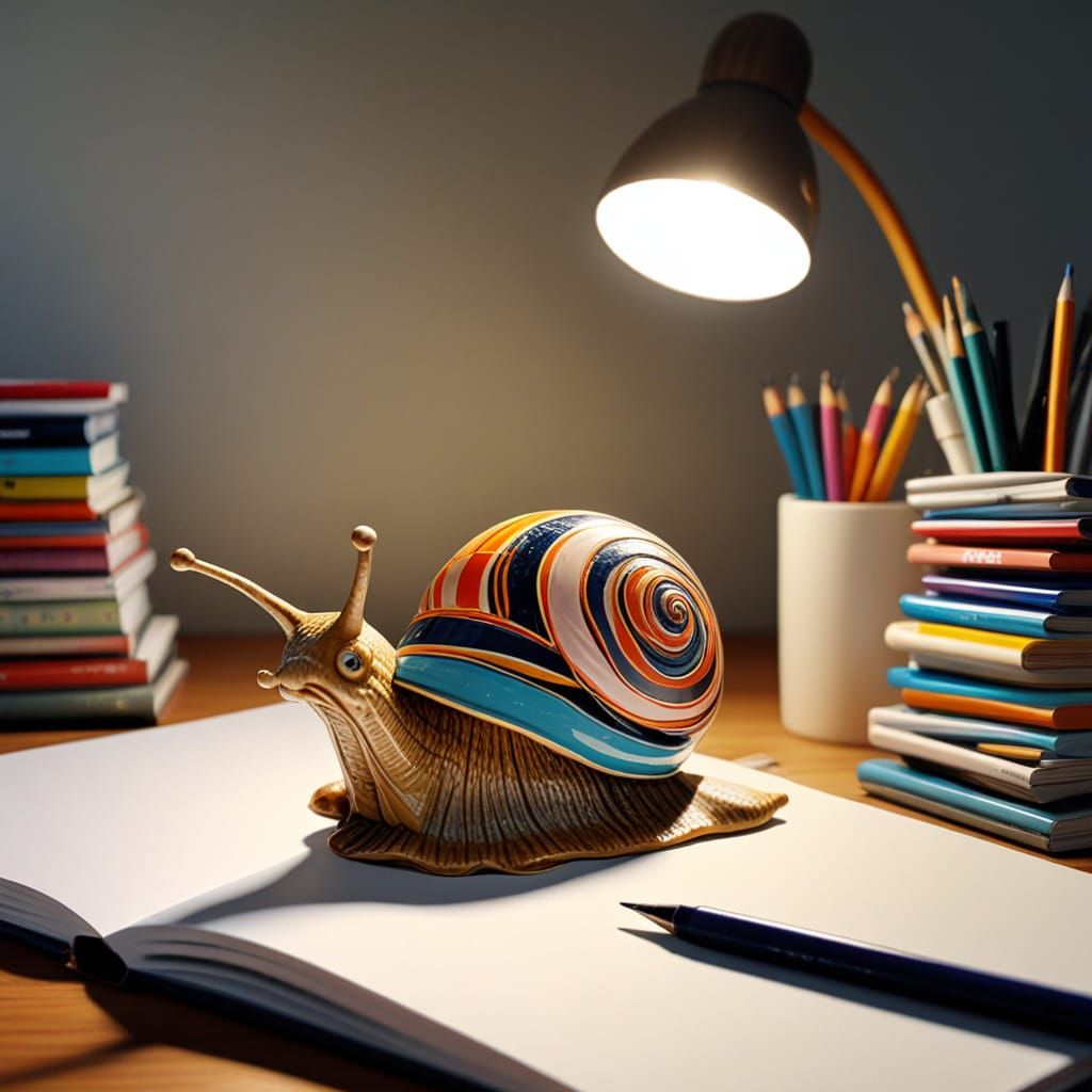 Snail's Desk Discovery: Whimsical Expressionist Sketch