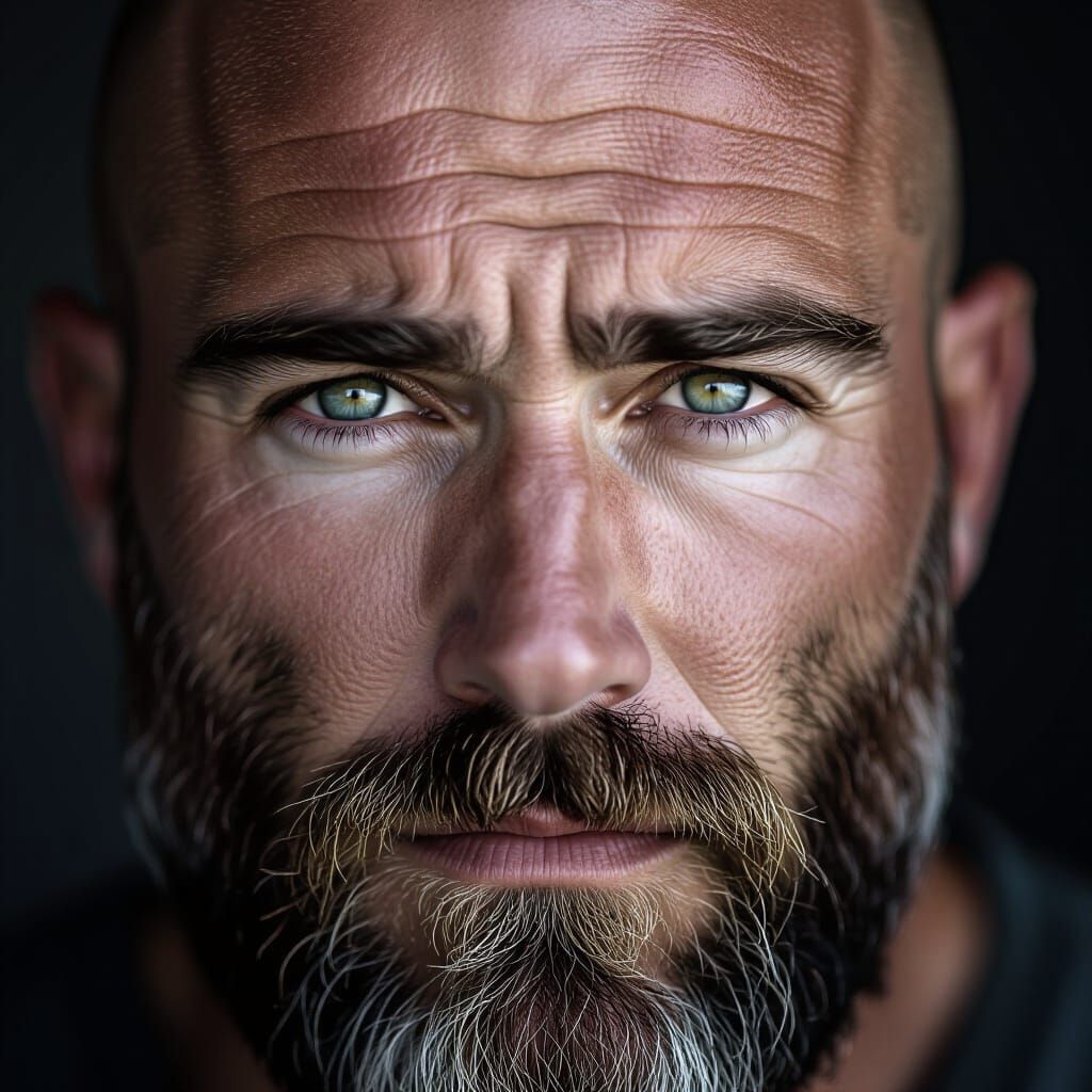 Brutal Man's Face: Hyperreal 8K Portrait
