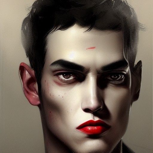Hyperrealistic Portrait of a Young Man in Dark Uniform