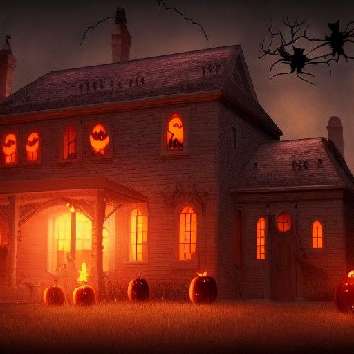 Spooky Halloween House: Detailed Matte Painting
